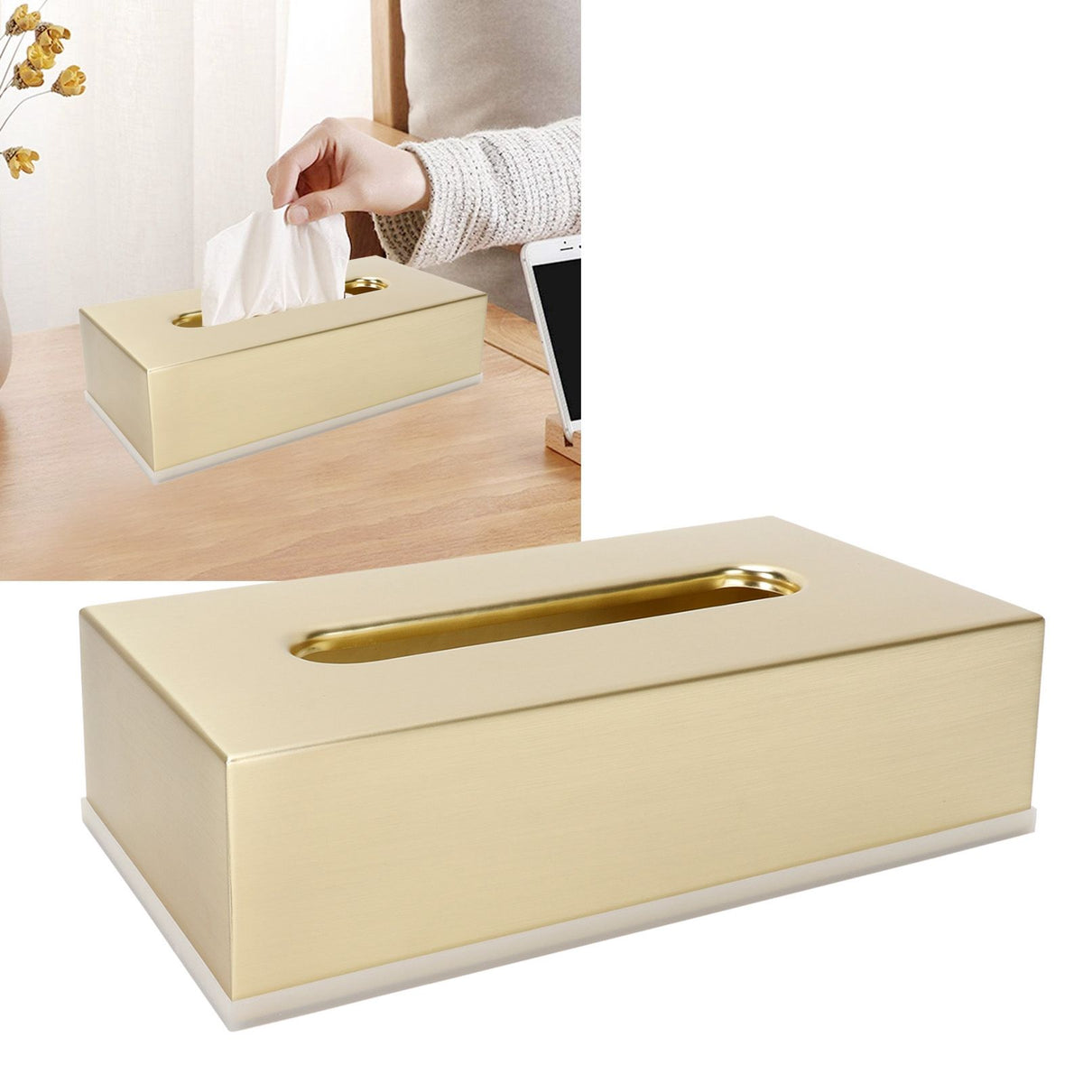 Tissue Box Innovative Rectangular 304 Stainless Steel Napkin Paper Holder Container Gold