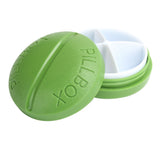 4 Grid Pills Case Round Portable Medicine Box Holder Organizer for Home Travel SuppliesGreen - Close-Up Angle