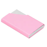 Business Card Holder Stainless Steel Innovative Name Card Case Organizer for Commercial UsePink 007# - Rear View