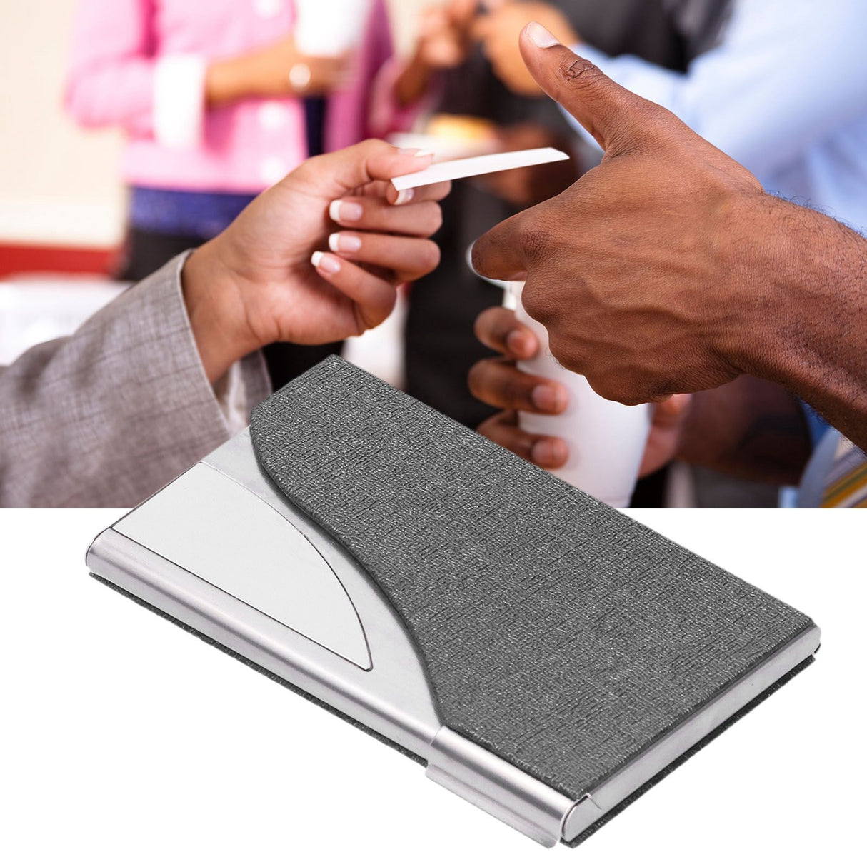Business Card Holder Name Card Storage Box Case Holder Organizer Gifts for Men WomenGray 980#