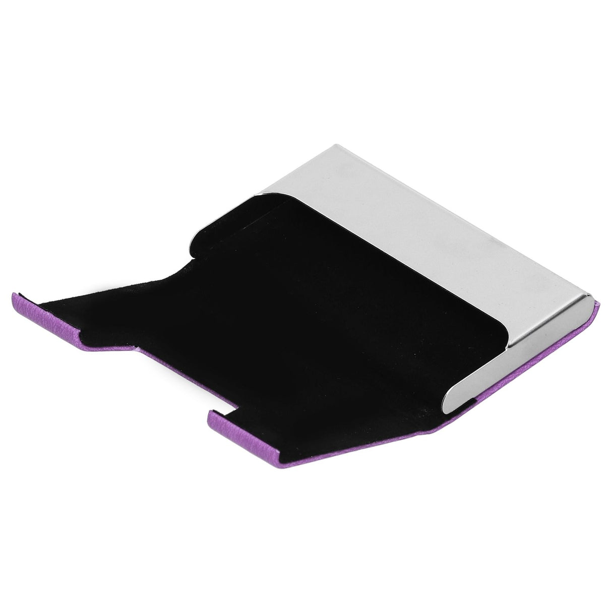 Business Name Card Holder Case Stainless Steel Organizer Portable for Business WorksPurple 336#