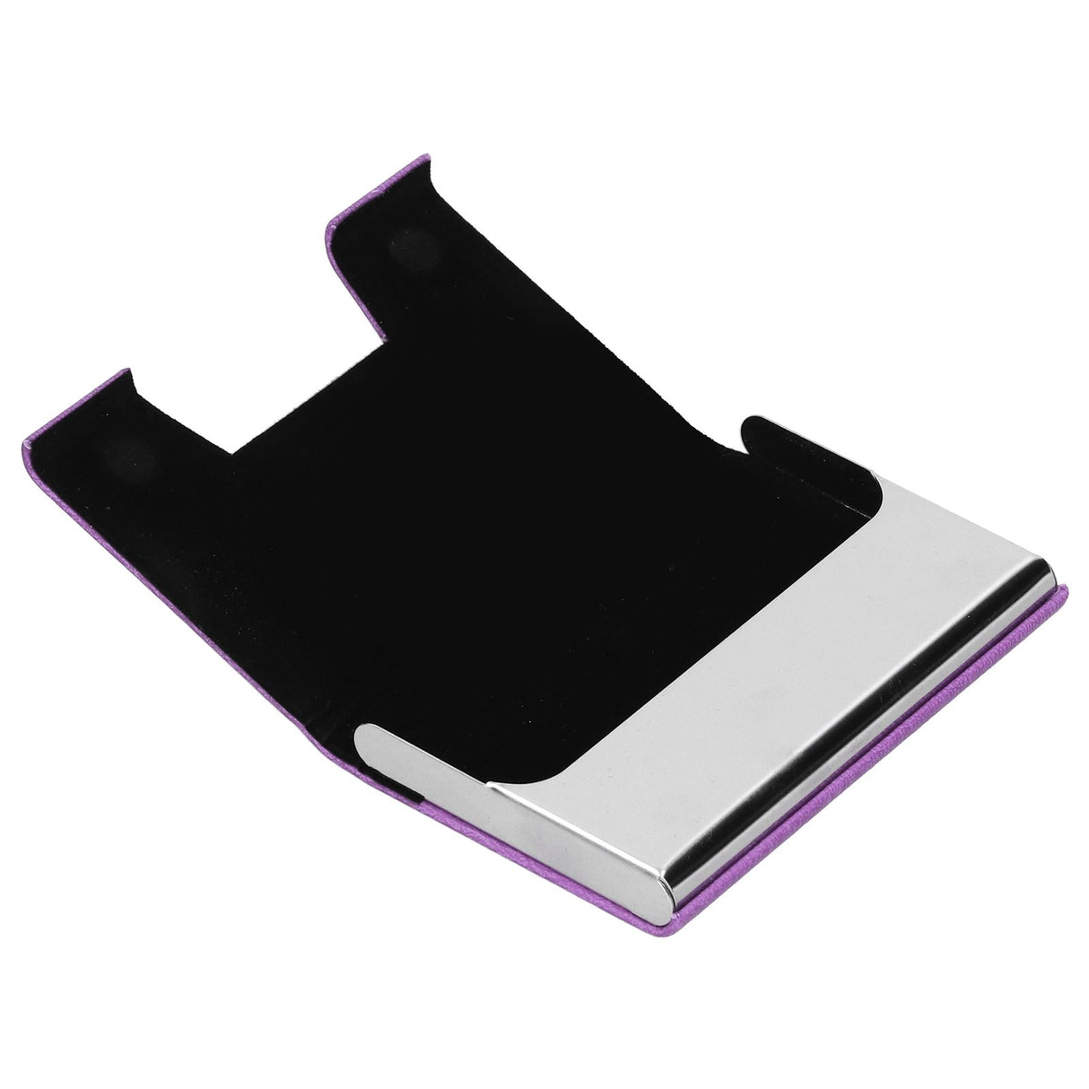 Business Name Card Holder Case Stainless Steel Organizer Portable for Business WorksPurple 336#