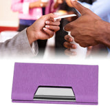 Business Name Card Holder Case Stainless Steel Organizer Portable for Business WorksPurple 336#