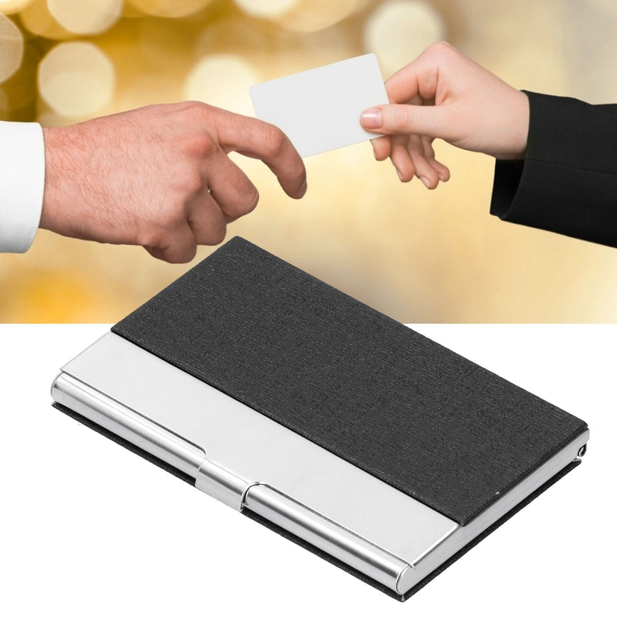 Business Card Holder Stainless Steel Name Card Case for Traveling and Business SuppliesBlack 701#