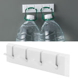 Wall Row Hook Punch Free Coat Key Holder Door Hat Hanger for Bathroom Wall Door Decor(White )