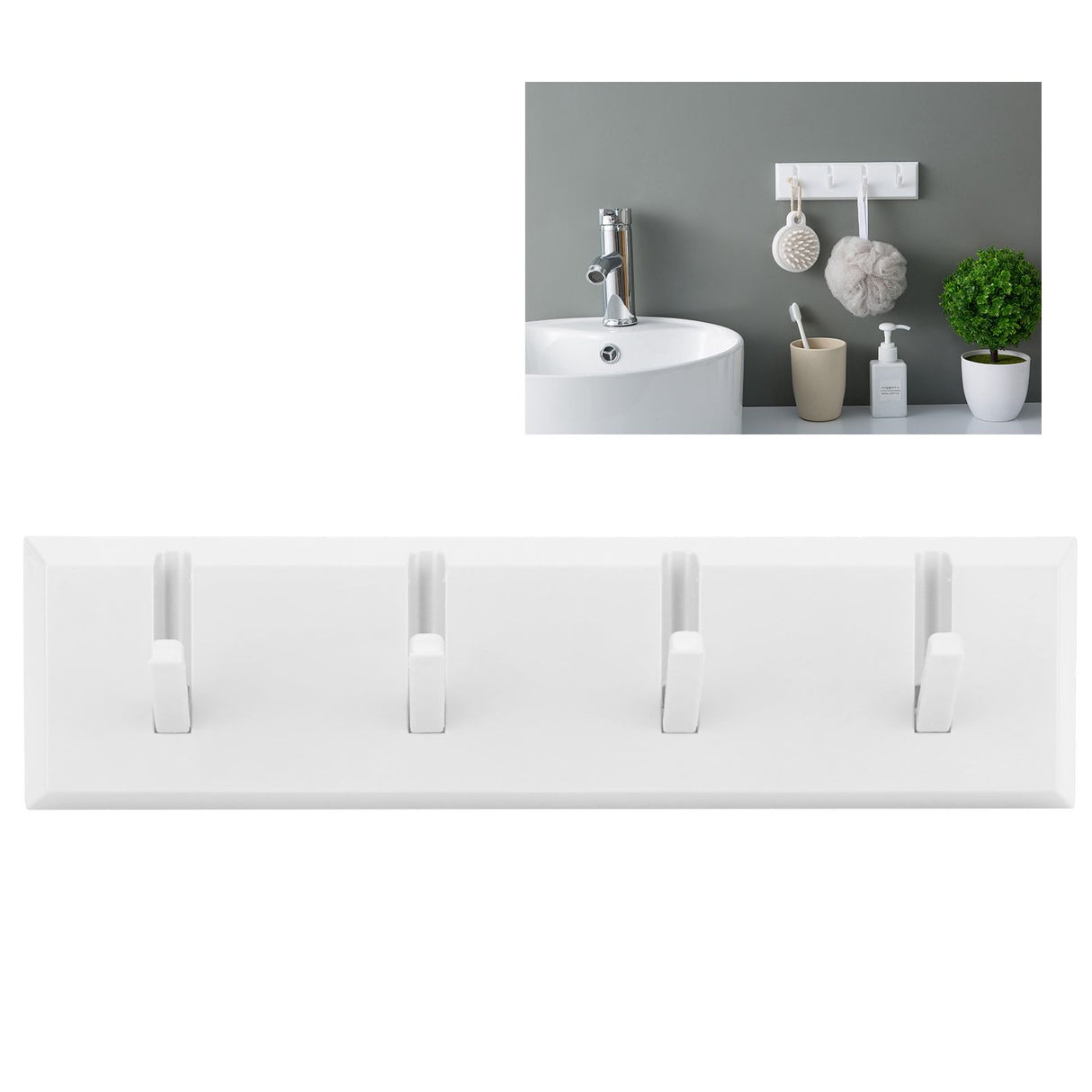 Wall Row Hook Punch Free Coat Key Holder Door Hat Hanger for Bathroom Wall Door Decor(White )