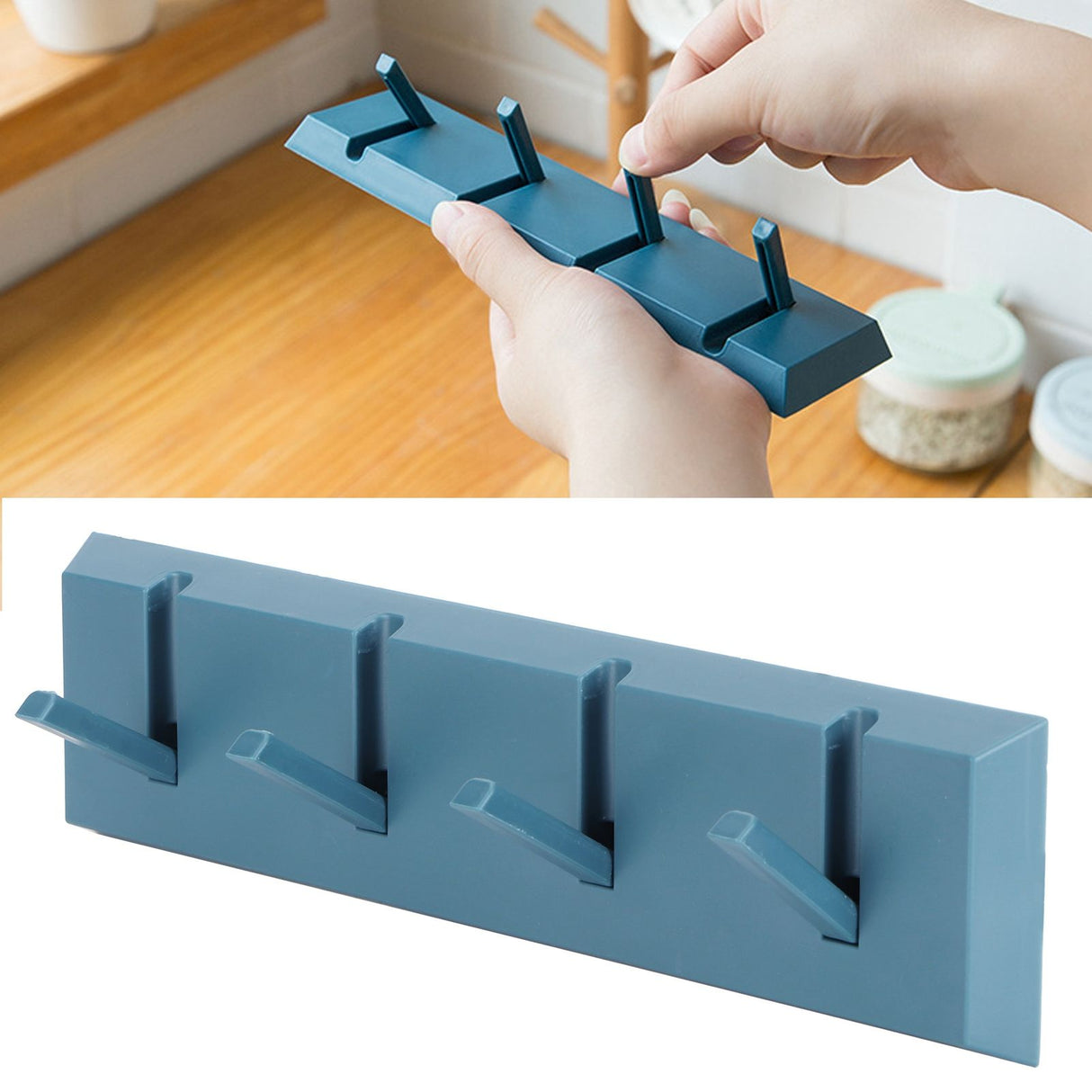 Wall Row Hook Punch Free Coat Key Holder Door Hat Hanger for Bathroom Wall Door Decor(Dark Blue )