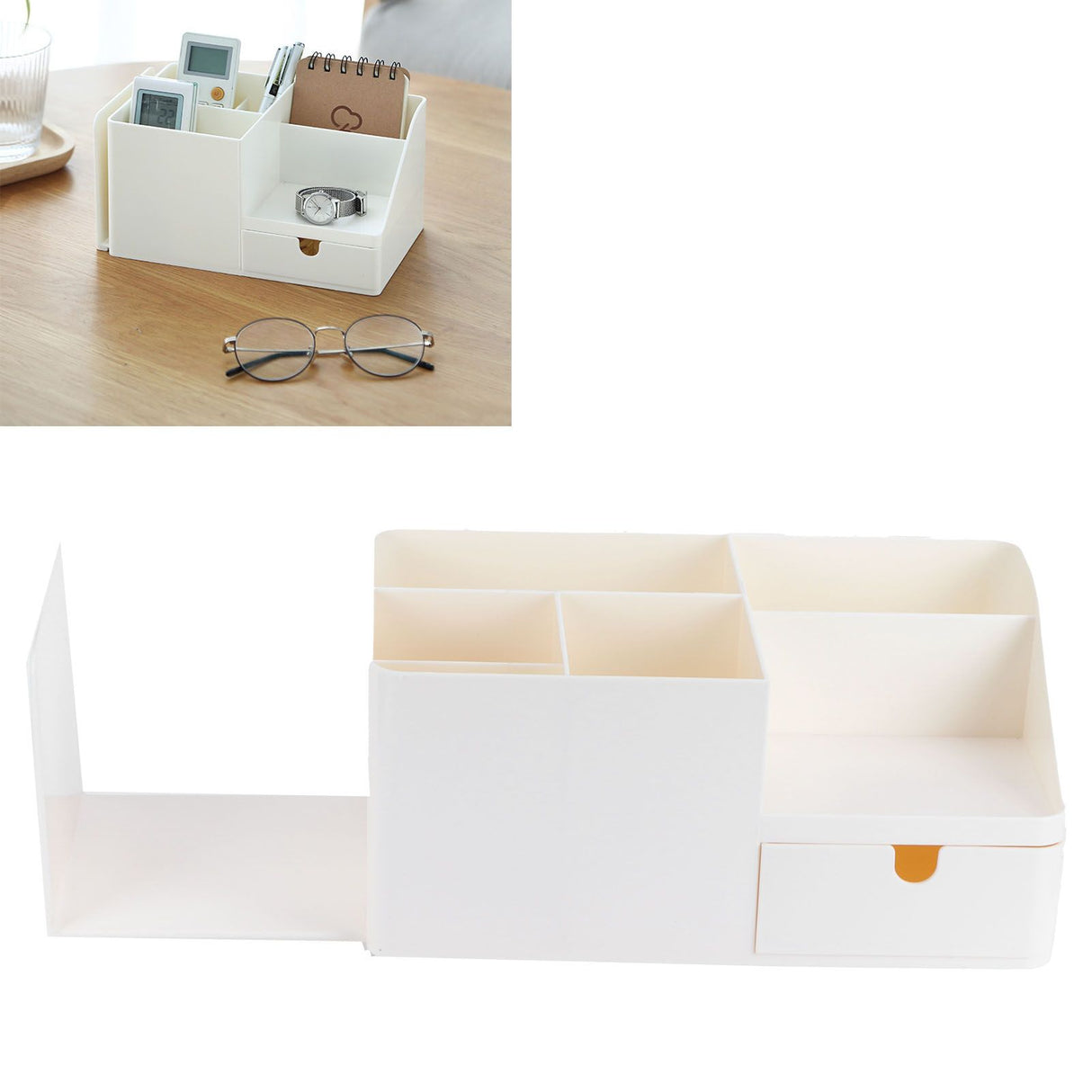 Drawer Type Desk Storage Box Book Stand Stationery Remote Control Holder for Home Desktop