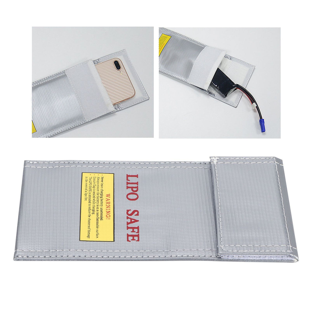 Lithium Ion Battery Safe Bag Fireproof Explosion Proof Storage Bag Protector 10x20cm