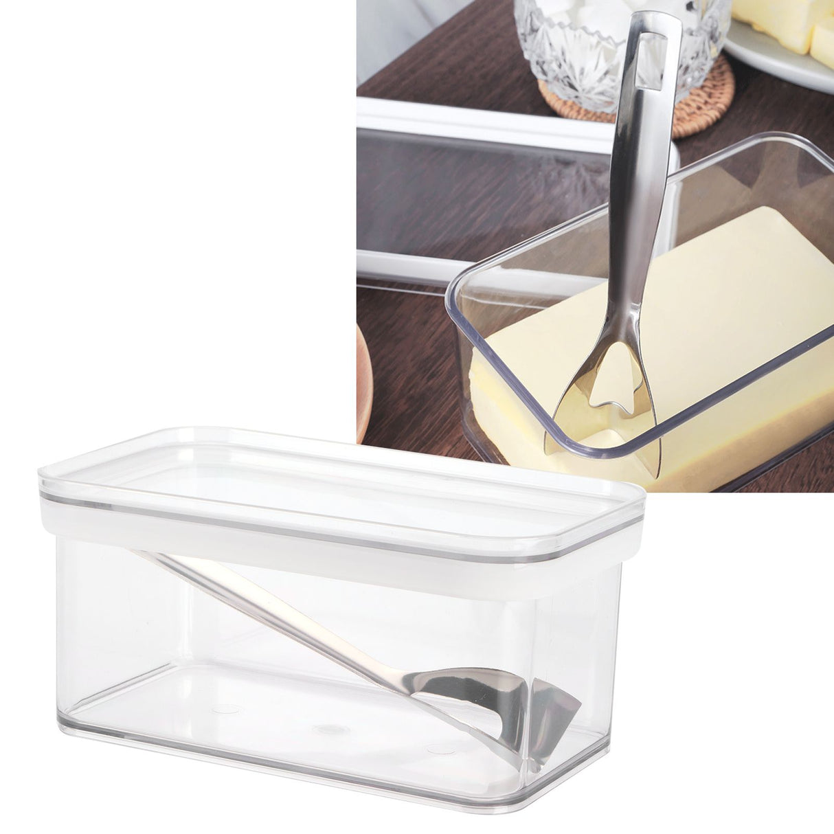 Butter Sealed Cutting Box Set Transparent Large Capacity Storage Box for Kitchen900ML
