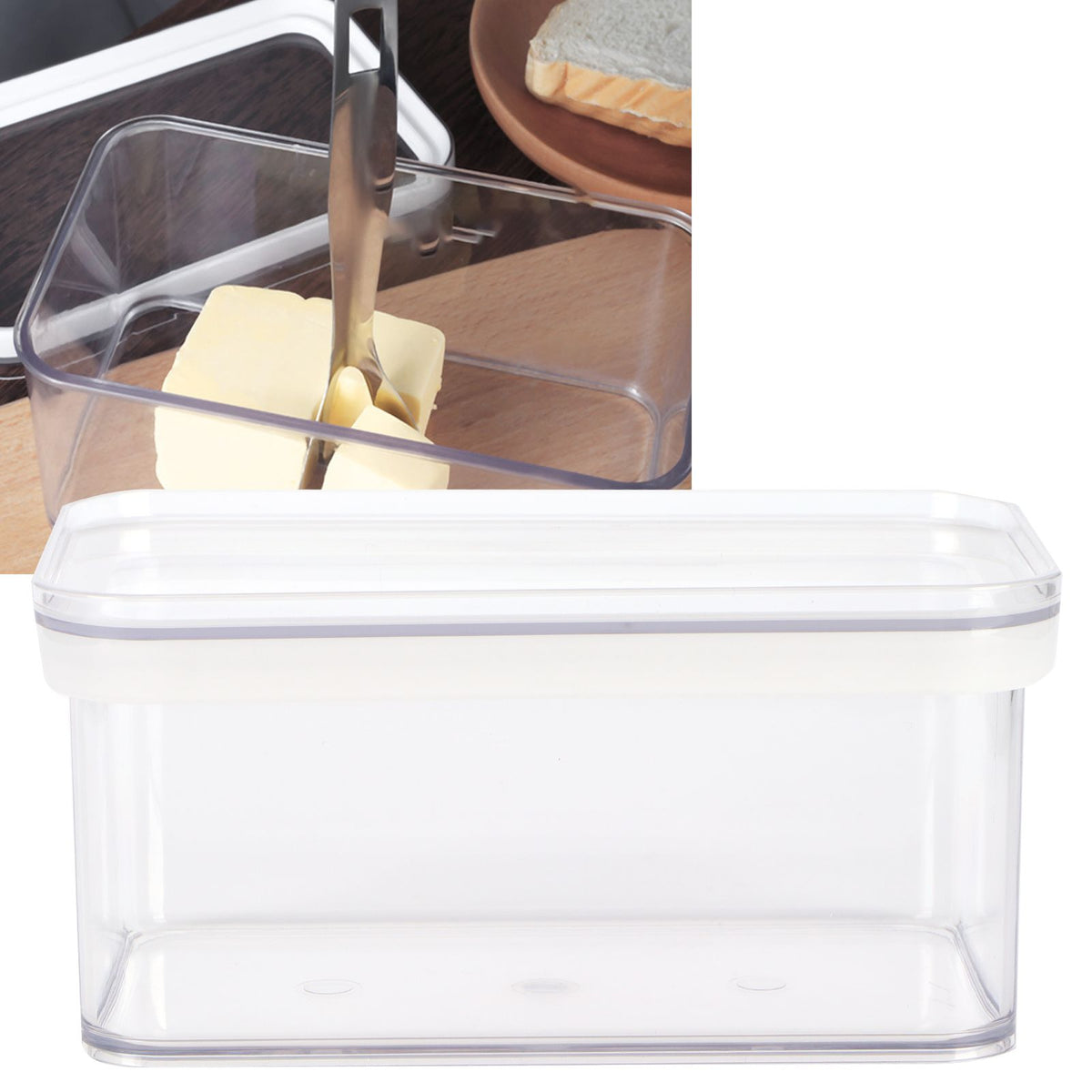 Butter Sealed Cutting Box Set Transparent Large Capacity Storage Box for Kitchen900ML