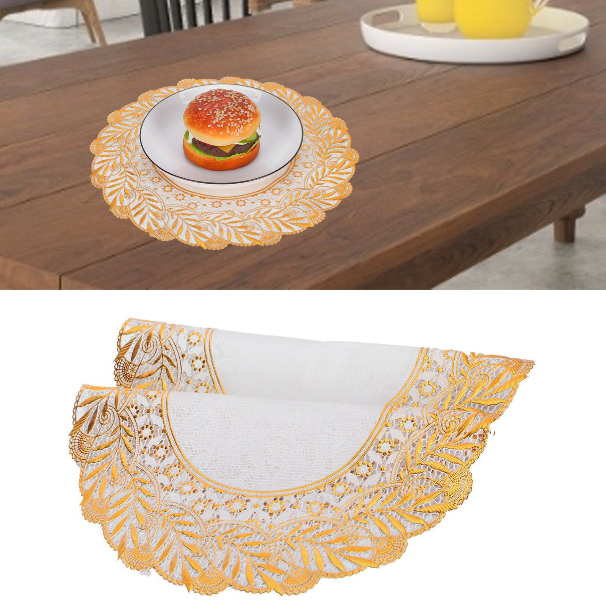 2PCS 30cmx30cm Table Mats Gold Dining Table Placemats for Wedding Party SuppliesStyle 02