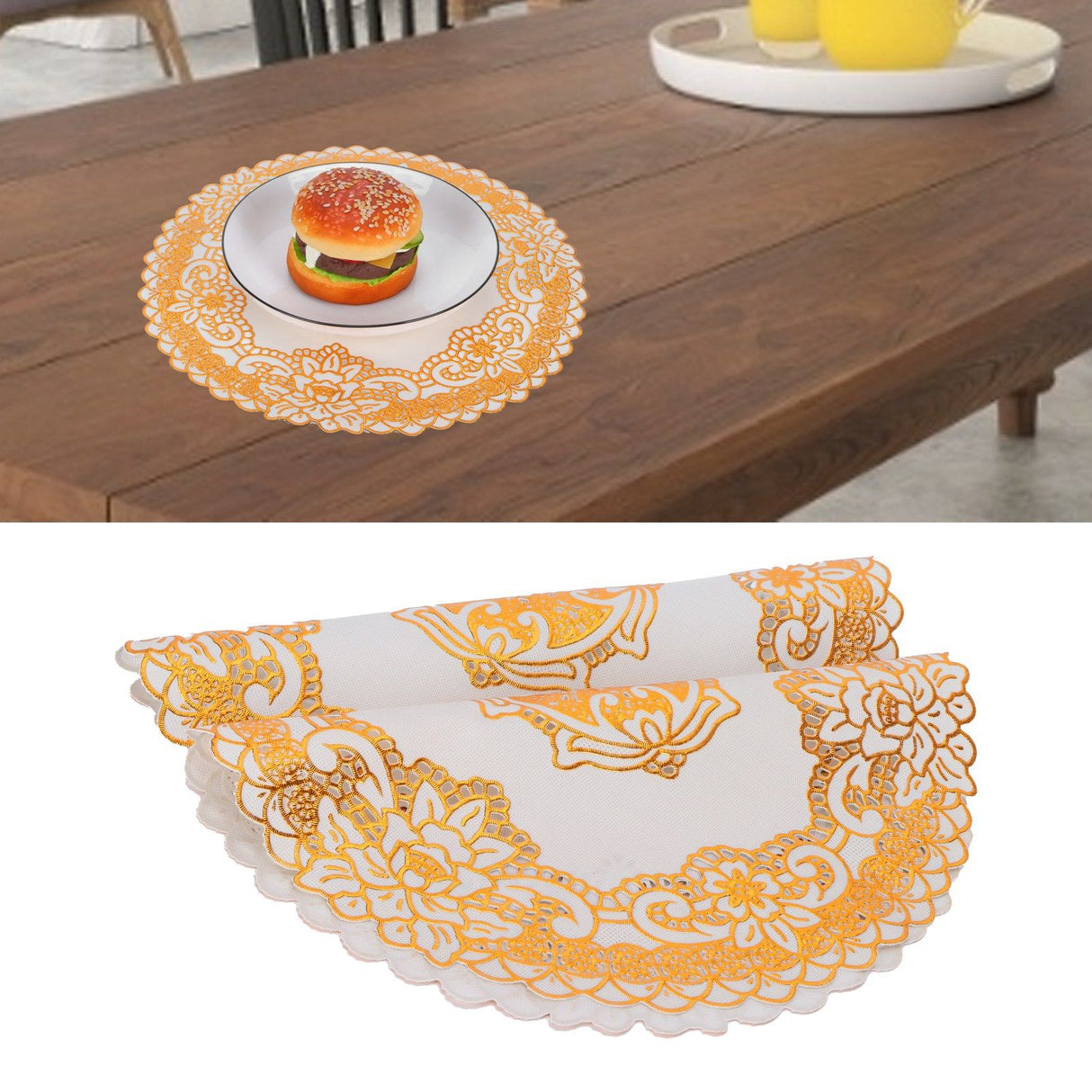 2PCS 30cmx30cm Table Mats Gold Dining Table Placemats for Wedding Party SuppliesStyle 04