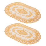 2Pcs PVC Table Mat Gold Placemats Cup Coaster Pad Kitchen Restaurant Wedding DecorationOval 01 - Side View