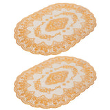 2Pcs PVC Table Mat Gold Placemats Cup Coaster Pad Kitchen Restaurant Wedding DecorationOval 01
