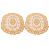 2Pcs PVC Table Mat Gold Placemats Cup Coaster Pad Kitchen Restaurant Wedding DecorationOval 01 - 45-Degree Angle