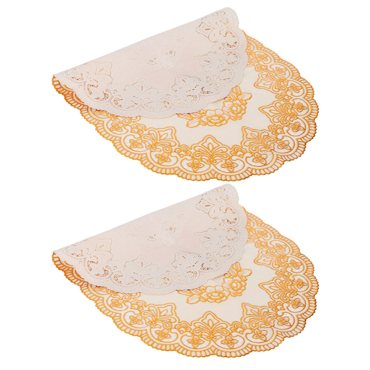 2Pcs PVC Table Mat Gold Placemats Cup Coaster Pad Kitchen Restaurant Wedding DecorationOval 01