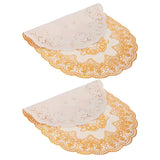 2Pcs PVC Table Mat Gold Placemats Cup Coaster Pad Kitchen Restaurant Wedding DecorationOval 01