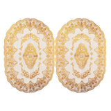 2Pcs PVC Table Mat Gold Placemats Cup Coaster Pad Kitchen Restaurant Wedding DecorationOval 01