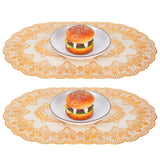 2Pcs PVC Table Mat Gold Placemats Cup Coaster Pad Kitchen Restaurant Wedding DecorationOval 01