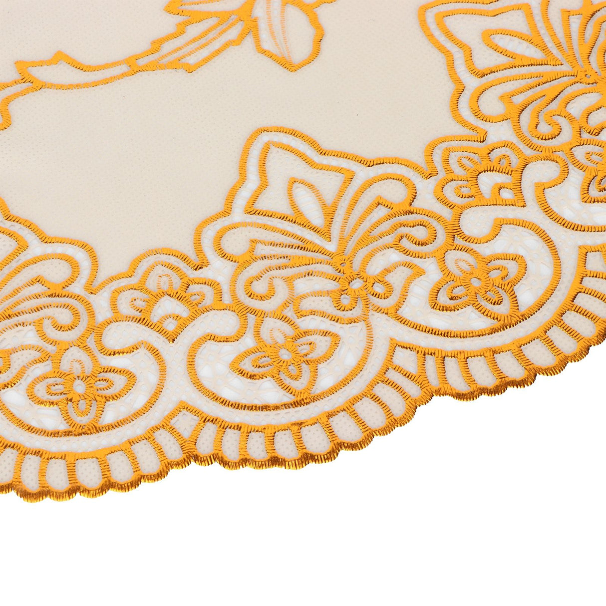 2Pcs PVC Table Mat Gold Placemats Cup Coaster Pad Kitchen Restaurant Wedding DecorationOval 01