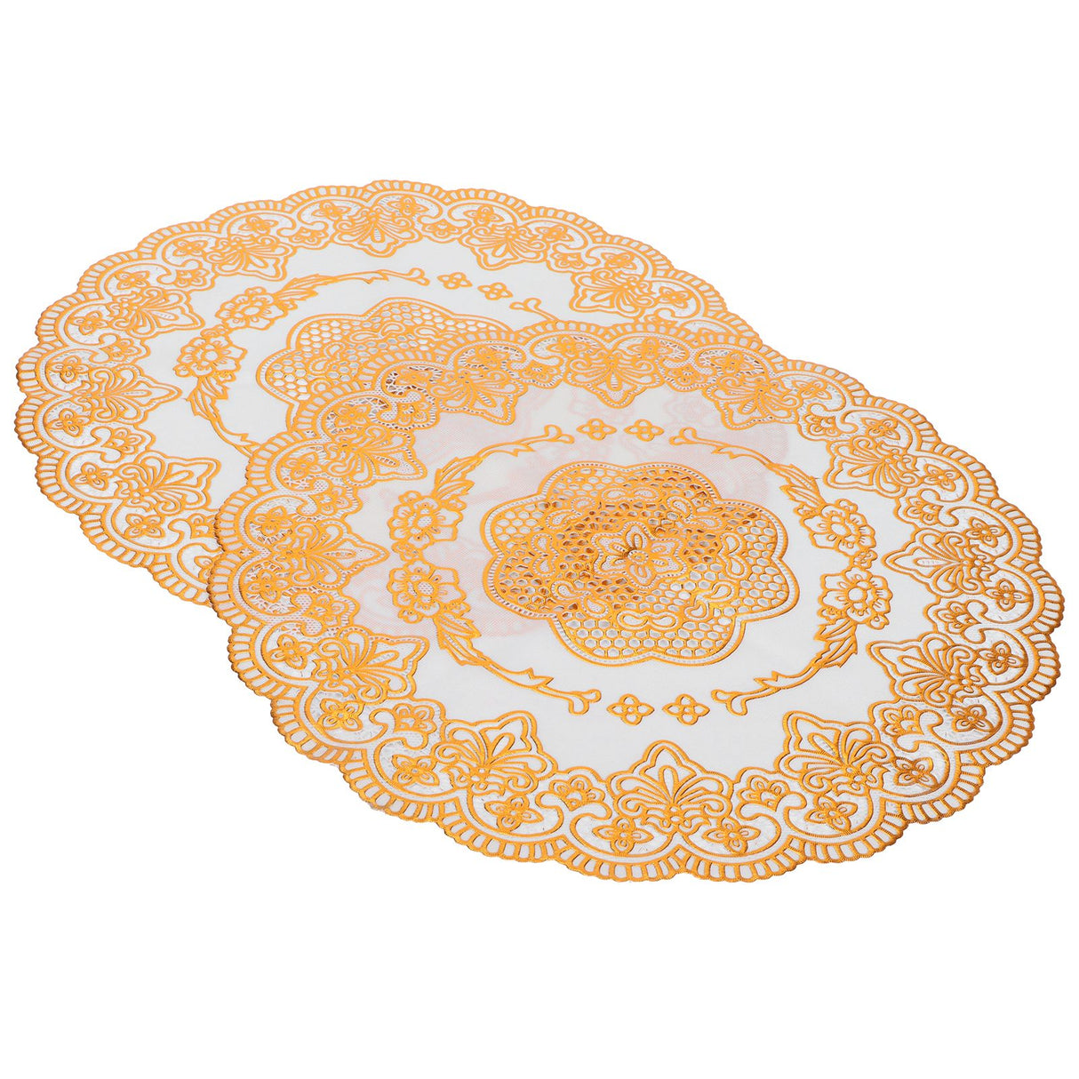 2PCS 38x38cm Table Mats PVC Gold Placemats Cup Mat Coaster for Wedding Party SuppliesRound 01