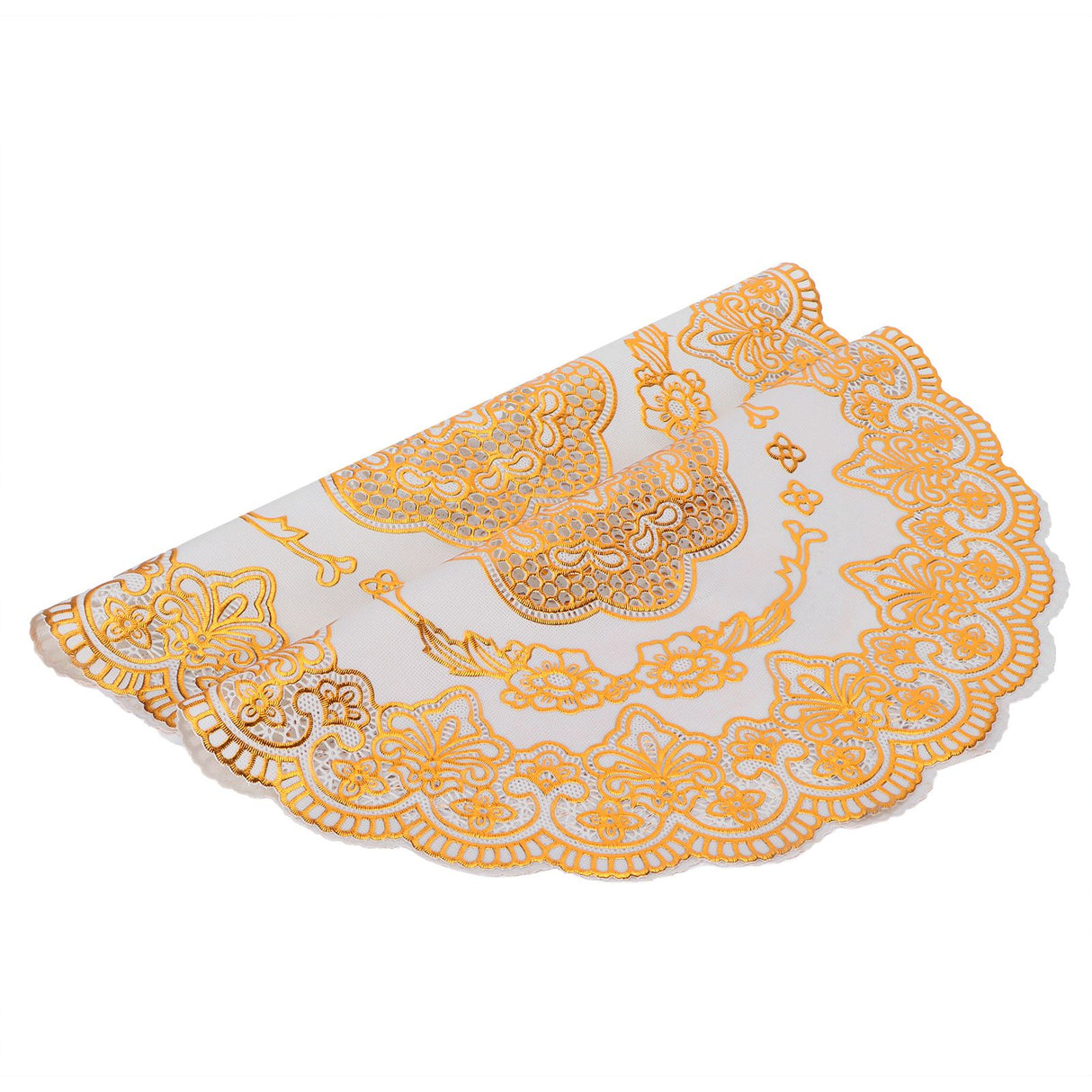 2PCS 38x38cm Table Mats PVC Gold Placemats Cup Mat Coaster for Wedding Party SuppliesRound 01