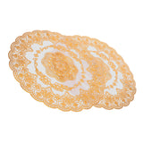 2PCS 38x38cm Table Mats PVC Gold Placemats Cup Mat Coaster for Wedding Party SuppliesRound 01