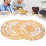 2PCS 38x38cm Table Mats PVC Gold Placemats Cup Mat Coaster for Wedding Party SuppliesRound 01