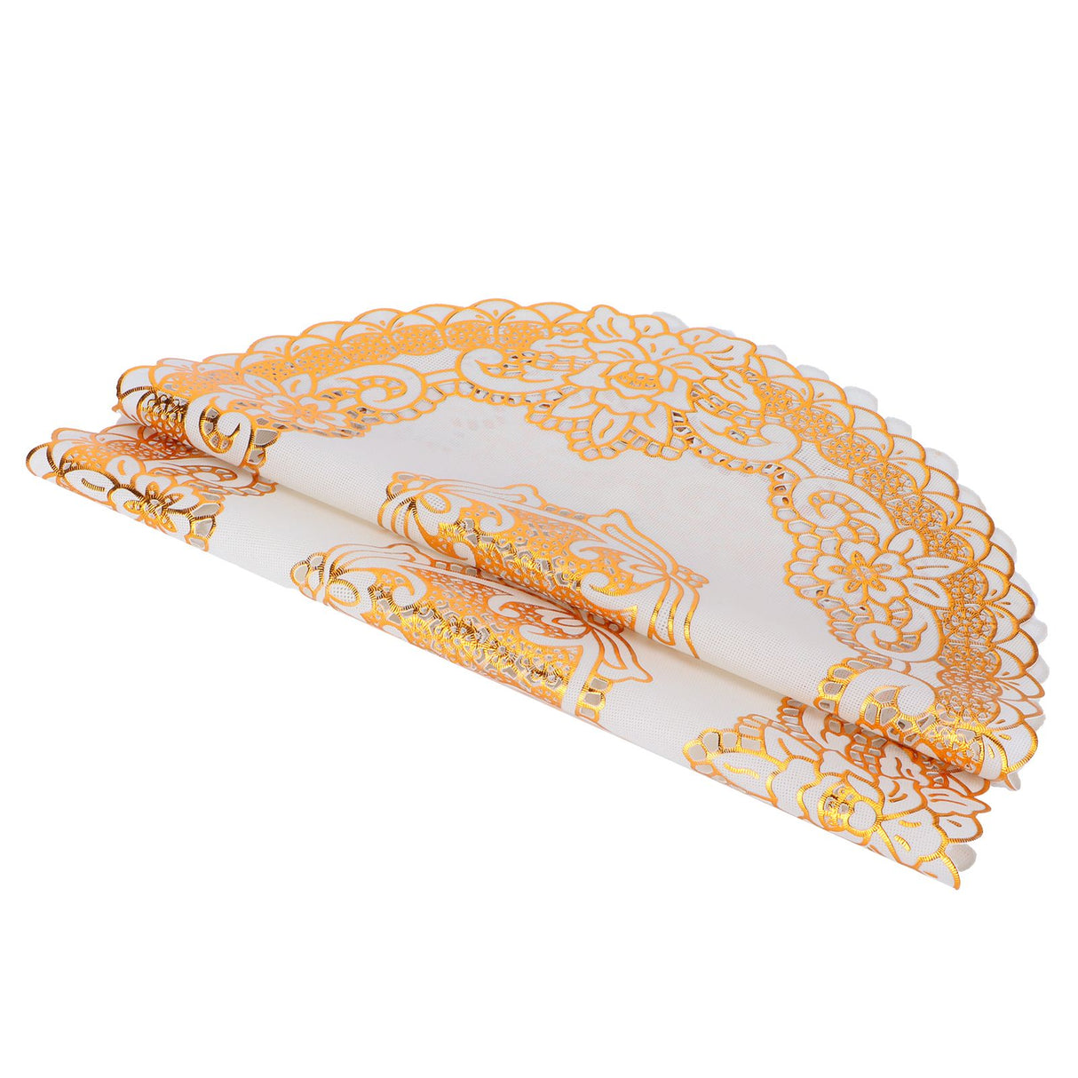 2PCS 38x38cm Table Mats PVC Gold Placemats Cup Mat Coaster for Wedding Party SuppliesRound 02
