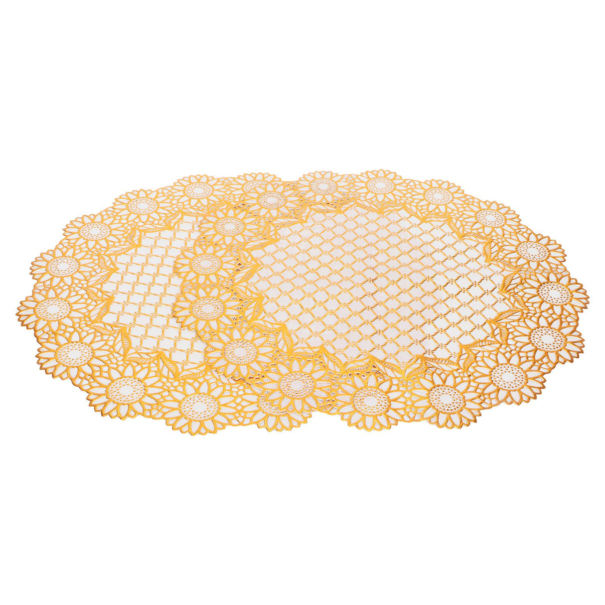 2PCS 38x38cm Table Mats PVC Gold Placemats Cup Mat Coaster for Wedding Party SuppliesRound 03