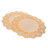 2PCS 38x38cm Table Mats PVC Gold Placemats Cup Mat Coaster for Wedding Party SuppliesRound 03 - Front View