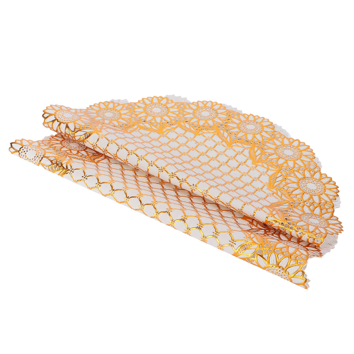 2PCS 38x38cm Table Mats PVC Gold Placemats Cup Mat Coaster for Wedding Party SuppliesRound 03