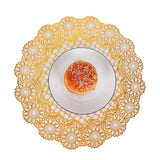 2PCS 38x38cm Table Mats PVC Gold Placemats Cup Mat Coaster for Wedding Party SuppliesRound 03