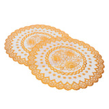 2PCS 38x38cm Table Mats PVC Gold Placemats Cup Mat Coaster for Wedding Party SuppliesRound 04 - Front View