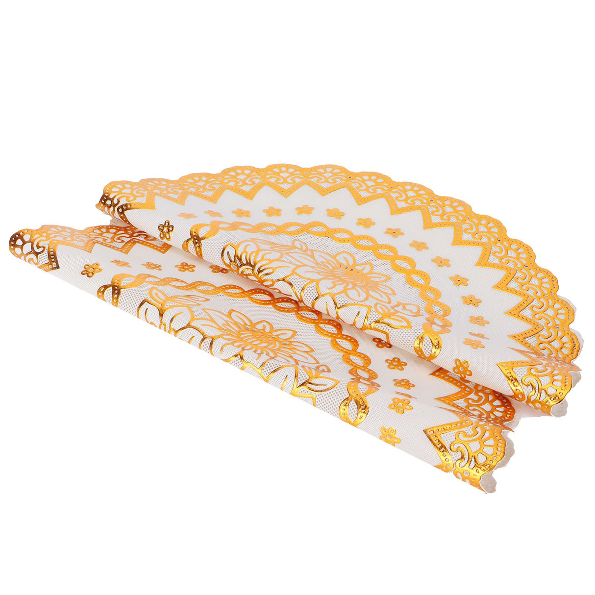 2PCS 38x38cm Table Mats PVC Gold Placemats Cup Mat Coaster for Wedding Party SuppliesRound 04