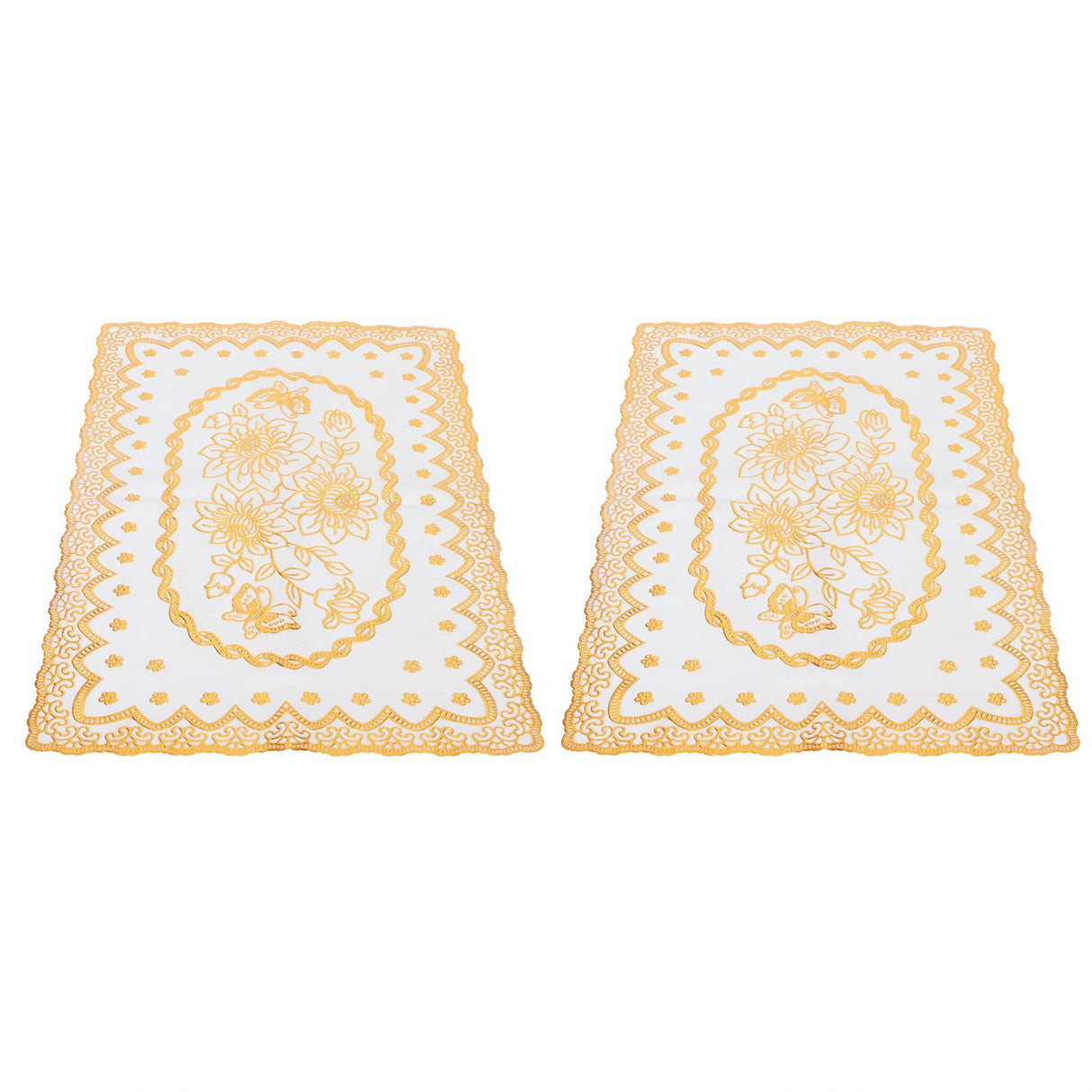 2PCS 30cmx45cm PVC Table Mat Gold Placemats Cup Coaster Pad Kitchen Wedding DecorationStyle 1