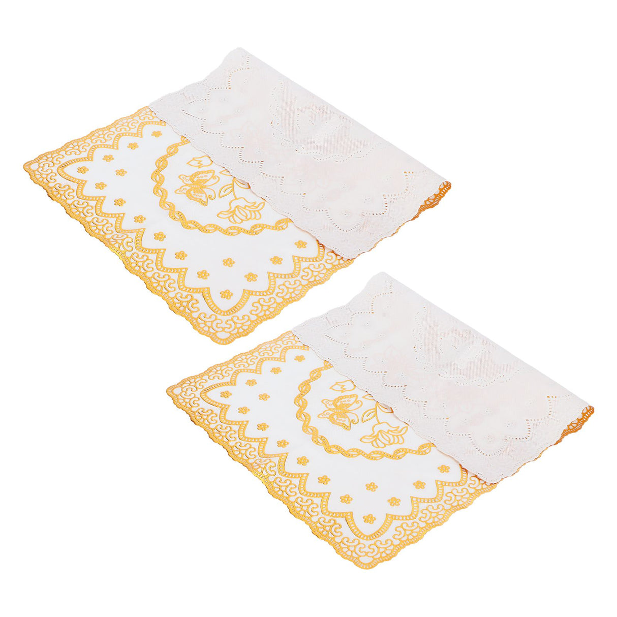 2PCS 30cmx45cm PVC Table Mat Gold Placemats Cup Coaster Pad Kitchen Wedding DecorationStyle 1