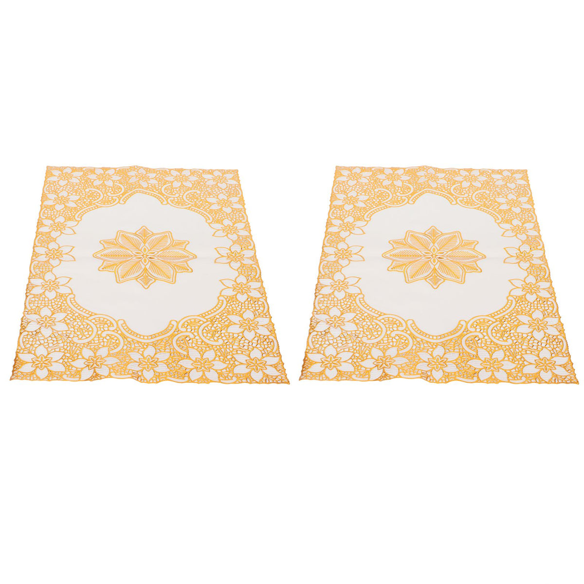 2PCS 30cmx45cm PVC Table Mat Gold Placemats Cup Coaster Pad Kitchen Wedding DecorationStyle 2