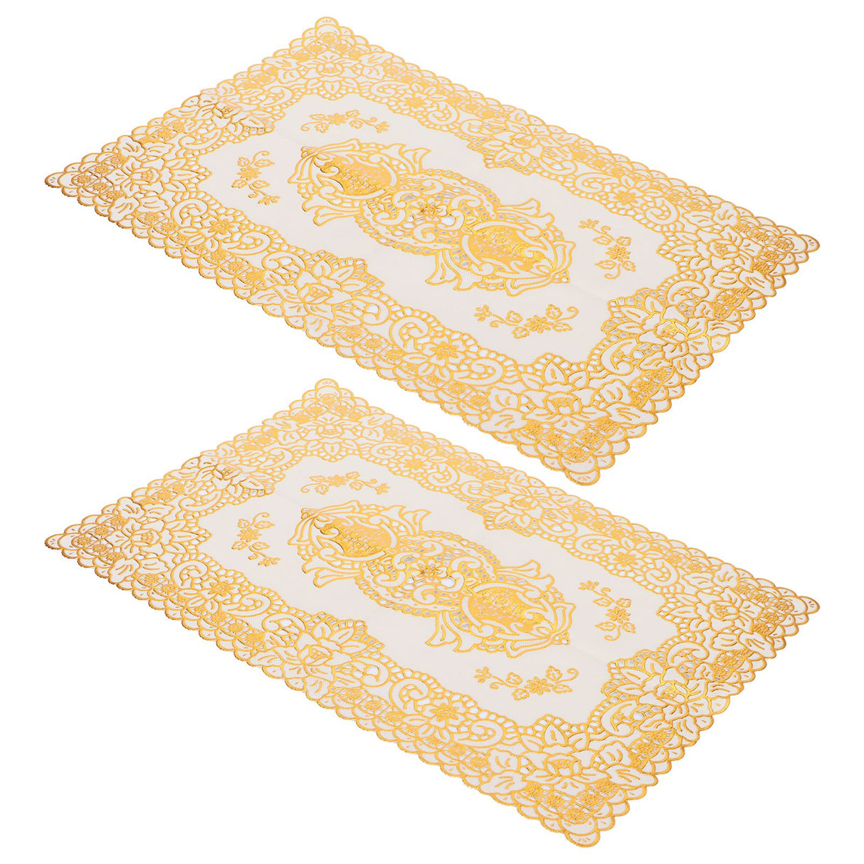 2PCS 30cmx45cm PVC Table Mat Gold Placemats Cup Coaster Pad Kitchen Wedding DecorationStyle 3