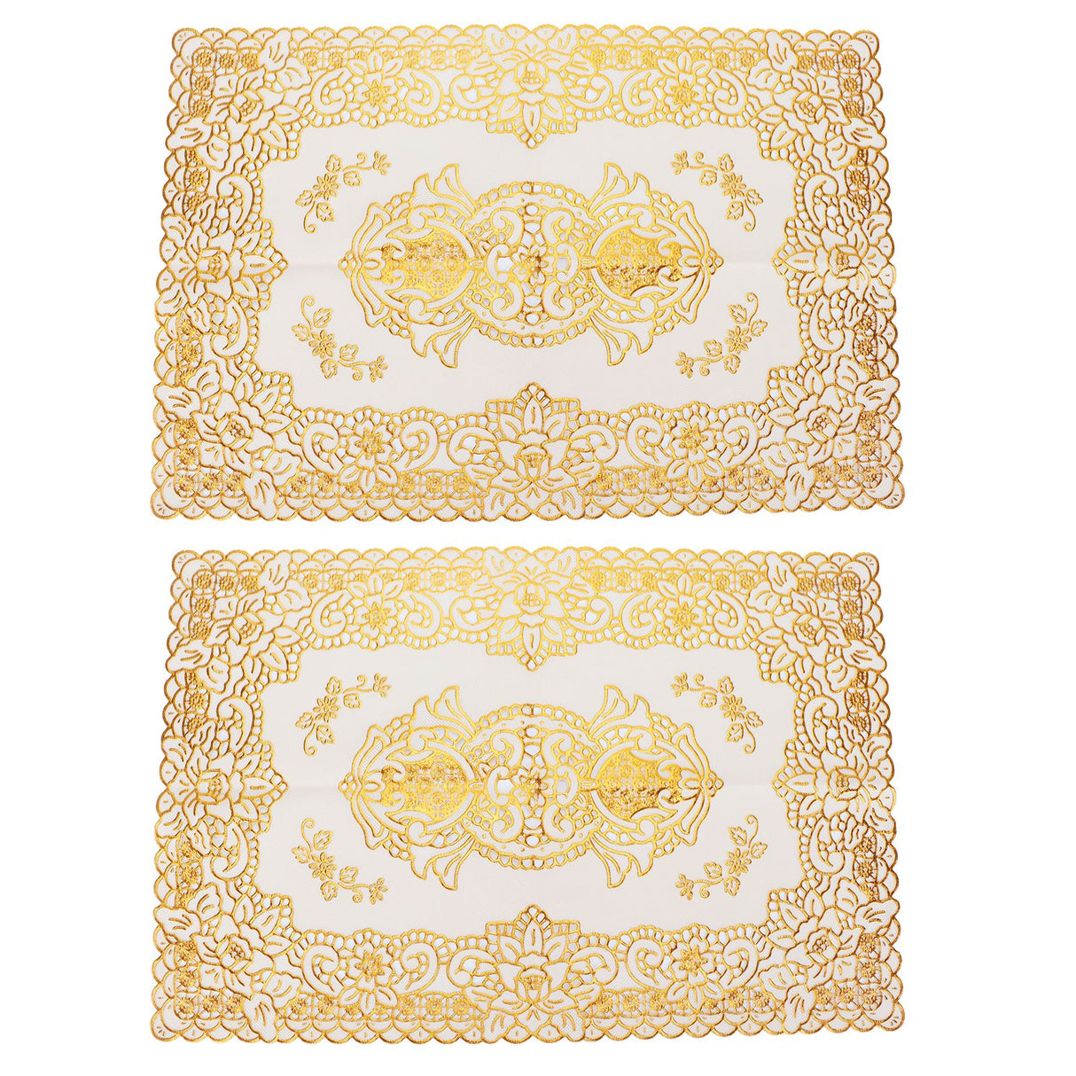 2PCS 30cmx45cm PVC Table Mat Gold Placemats Cup Coaster Pad Kitchen Wedding DecorationStyle 3