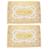 2PCS 30cmx45cm PVC Table Mat Gold Placemats Cup Coaster Pad Kitchen Wedding DecorationStyle 3 - Extra Image