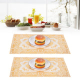 2PCS 30cmx45cm PVC Table Mat Gold Placemats Cup Coaster Pad Kitchen Wedding DecorationStyle 3
