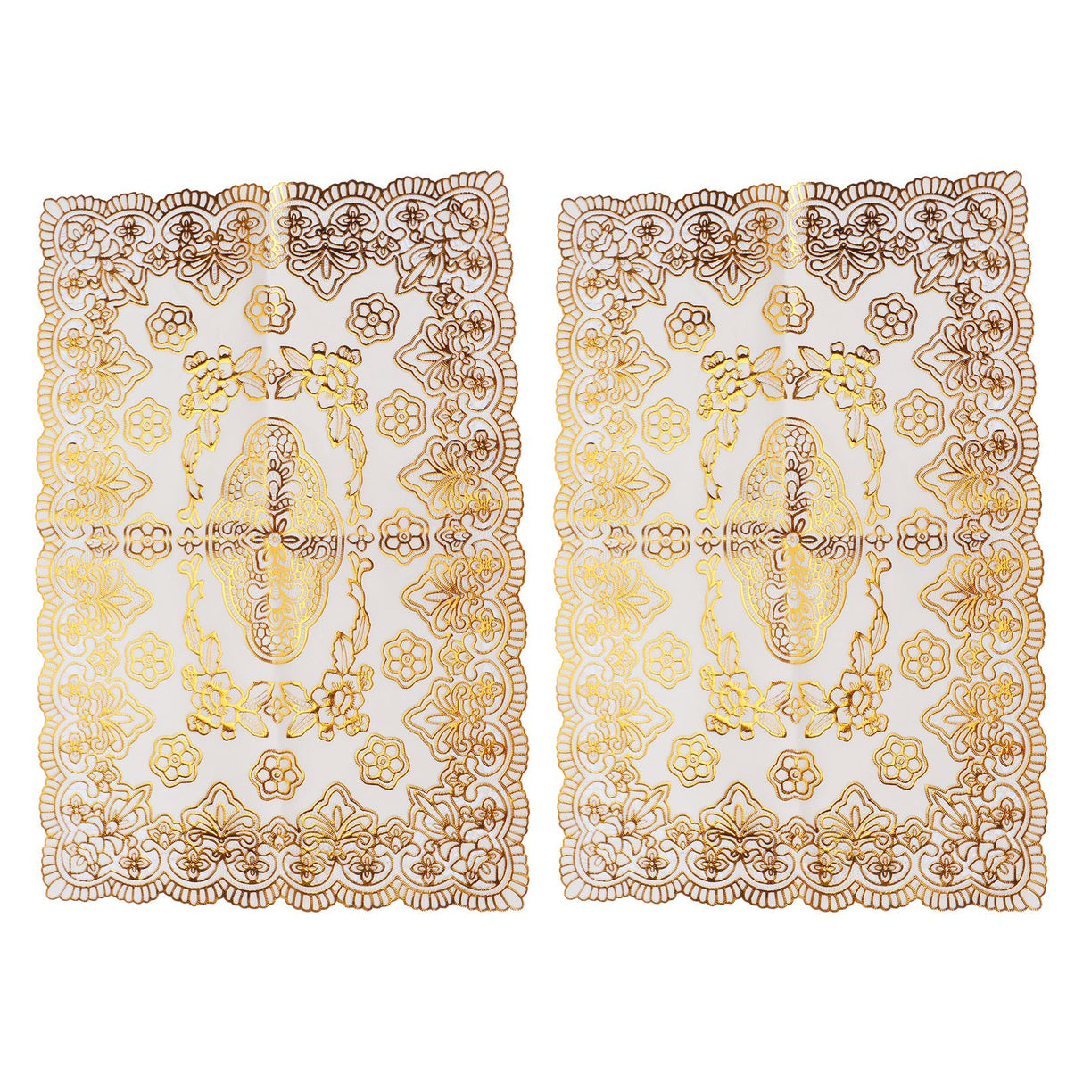 2PCS 30cmx45cm PVC Table Mat Gold Placemats Cup Coaster Pad Kitchen Wedding DecorationStyle 4