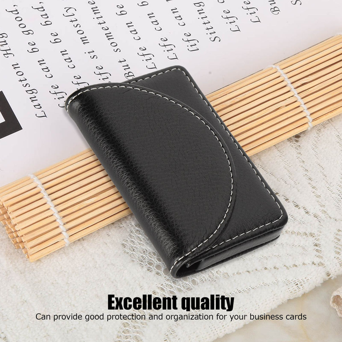 Business Name Card Case PU Leather Holder Organizer Gifts for Traveling BusinessBlack 033#