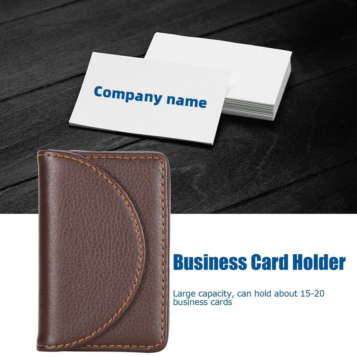 Business Name Card Case PU Leather Holder Organizer Gifts for Traveling BusinessCoffee 033#