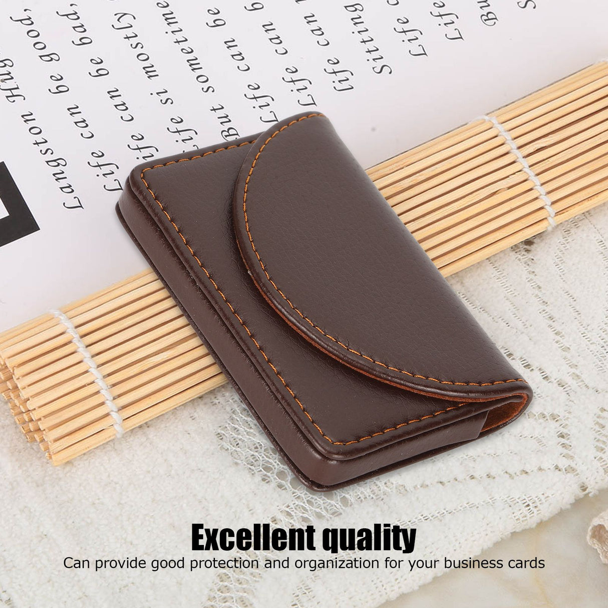 Business Name Card Case PU Leather Holder Organizer Gifts for Traveling BusinessCoffee 033#