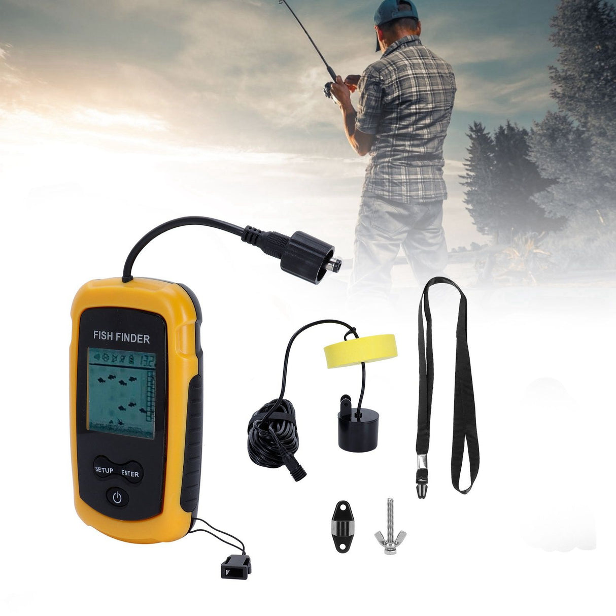 Portable Sonar Fish Finder HandHeld Depth Finder Alarm Sensor Detector Fishing Accessory