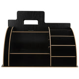 Wood Desktop Organizer Innovative Cosmetics Stationery Storage Rack for Home OfficeBlack