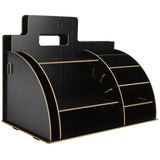 Wood Desktop Organizer Innovative Cosmetics Stationery Storage Rack for Home OfficeBlack
